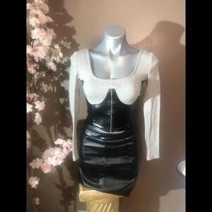Dress set Leather corset top with skirt